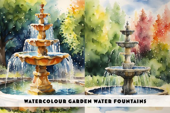 Download Watercolour Garden Water Fountains - Premium Bundle